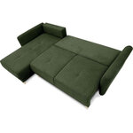 Canapé d'angle convertible réversible 3-4 places tissu Vert Olive à coffre de rangement - 244 x 158 x Hauteur 95 cm