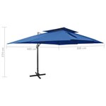 vidaXL Parasol cantilever avec double toit bleu azuré 400x300 cm