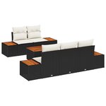 vidaXL Ensemble de Canapés de Jardin de 6 pièces avec Coussins Noir Poly Rattan Acacia