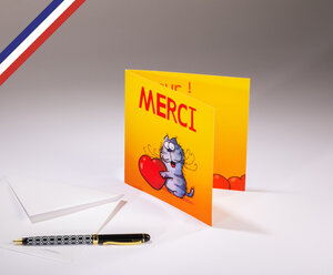 Carte double cha cha cha créée et imprimée en france sur papier certifié pefc - merci du fond du cœur