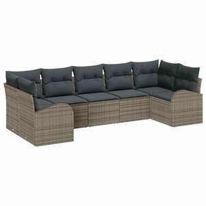 vidaXL Ensemble de canapé de jardin 7 Pièces Gris Poly Rattan