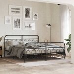 vidaXL Cadre de lit métal sans matelas avec pied de lit noir 180x200cm