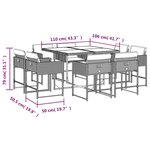 vidaXL Ensemble à manger de jardin et coussins 9 Pièces mélange beige