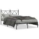 vidaXL Cadre de lit métal avec tête de lit noir 120x190 cm
