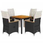 vidaXL Ensemble de bistro de jardin 5 Pièces coussins noir poly rotin
