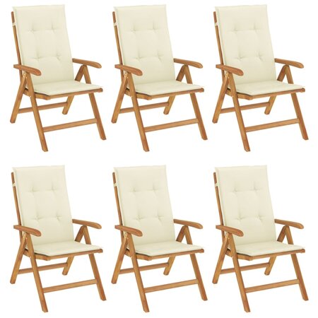 vidaXL Chaises de jardin inclinables et coussins lot de 6 bois teck