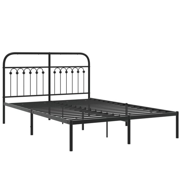 vidaXL Cadre de lit métal avec tête de lit noir 140x200 cm