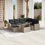 vidaXL Salon de jardin 8 Pièces avec coussins gris clair résine tressée