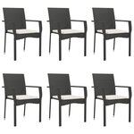 vidaXL Ensemble à manger de jardin coussins 7Pièces Noir Résine tressée