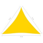 vidaXL Voile de parasol Tissu Oxford triangulaire 5x5x5 m Jaune