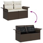 vidaXL Ensemble de Canapés de Jardin 7 Pièces avec Coussins Marron Poly Rattan