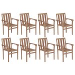 vidaXL Chaises de jardin empilables avec coussins lot de 8 Teck solide