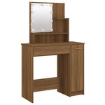 vidaXL Ensemble de coiffeuse avec LED Chêne marron Bois d'ingénierie