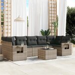 vidaXL Salon de jardin 8 Pièces avec coussins gris clair résine tressée