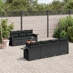 vidaXL Salon de jardin 8 Pièces avec coussins noir résine tressée