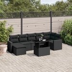 vidaXL Salon de jardin 8 Pièces avec coussins noir résine tressée
