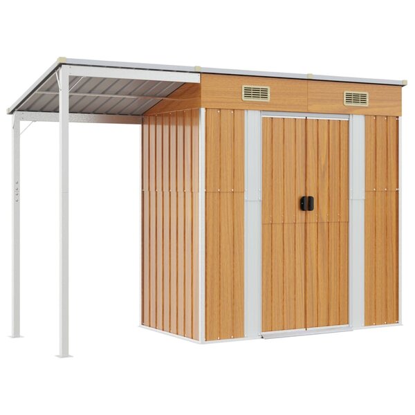 vidaXL Abri de jardin avec toit prolongé marron clair 277x110 5x181 cm