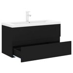 vidaXL Armoire d'évier avec lavabo intégré noir bois d'ingénierie