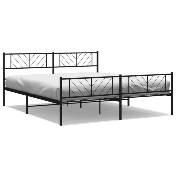 vidaXL Cadre de lit métal avec tête de lit/pied de lit noir 200x200 cm