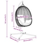 vidaXL Panier de Chaise Œuf Suspendue avec Support Gris Osier