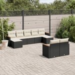 vidaXL Salon de jardin 9 Pièces avec coussins noir résine tressée