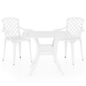 vidaXL Ensemble de bistro 3 Pièces Aluminium coulé Blanc