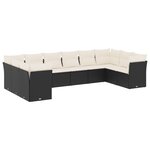 vidaXL Salon de jardin 10 Pièces avec coussins noir résine tressée