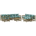 vidaXL Salon de jardin 10 Pièces avec coussins bois de pin imprégné
