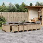 vidaXL Ensemble à manger de jardin et coussins 17 Pièces mélange beige