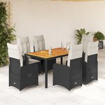 vidaXL Ensemble de bistro de jardin 7 Pièces coussins noir poly rotin