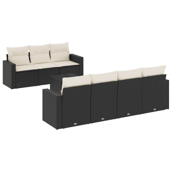 vidaXL Salon de jardin 8 Pièces avec coussins noir résine tressée