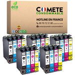 COMETE, Marque française -16XL - 20 Cartouches d'encre Compatibles avec EPSON 16 XL Stylo Plume T1631 - pour Cartouche Epson WF 2510 Epson Workforce WF 2630 (5 Noirs 5 Cyan 5 Magenta 5 Jaunes)-Livraison Gratuite