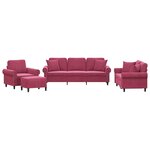 vidaXL Ensemble de canapés 4 Pièces avec coussins rouge bordeaux velours