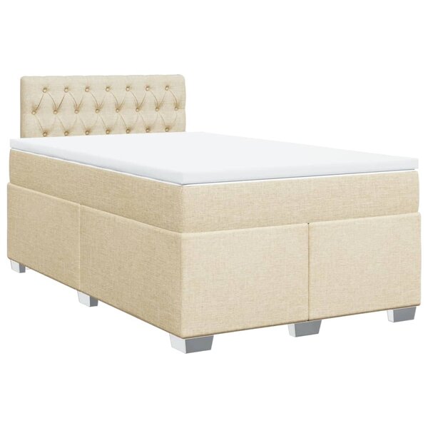 vidaXL Sommier à lattes de lit avec matelas Crème 120x200 cm Tissu