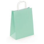 Sac kraft lisse vert d'eau à poignées torsadées raja 24 x 31 x 12 cm (lot de 50)