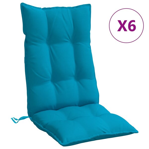 vidaXL Coussins de chaise à dossier haut lot de 6 bleu clair