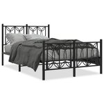 vidaXL Cadre de lit métal avec tête de lit/pied de lit noir 120x190 cm