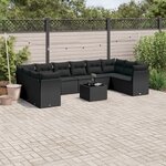 vidaXL Salon de jardin 11 Pièces avec coussins noir résine tressée