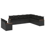 vidaXL Salon de jardin 10 Pièces avec coussins noir résine tressée
