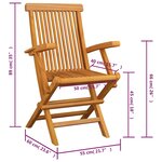vidaXL Chaises de jardin coussins à carreaux gris lot de 4 Teck massif