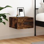 vidaXL Table de chevet murale chêne fumé 35x35x20 cm