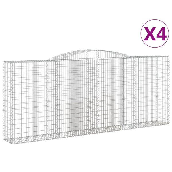 vidaXL Paniers à gabions arqués 4 Pièces 400x50x160/180 cm fer galvanisé