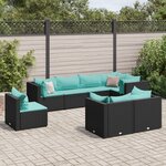 vidaXL Salon de jardin 8 Pièces avec coussins noir résine tressée