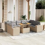 vidaXL Salon de jardin avec coussins 10 Pièces beige résine tressée