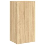 vidaXL Meuble TV muraux 3 Pièces avec lumières LED chêne sonoma
