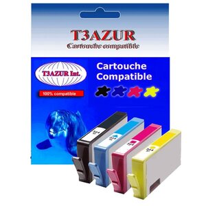4 Cartouches compatibles avec HP PhotoSmart C6388, D5400, D5460, D5463, D5468, D7560, Plus B209, Plus B210a remplace HP 364XL  - T3AZUR