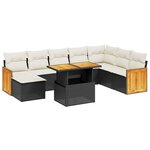 vidaXL Salon de jardin 9 Pièces avec coussins noir résine tressée