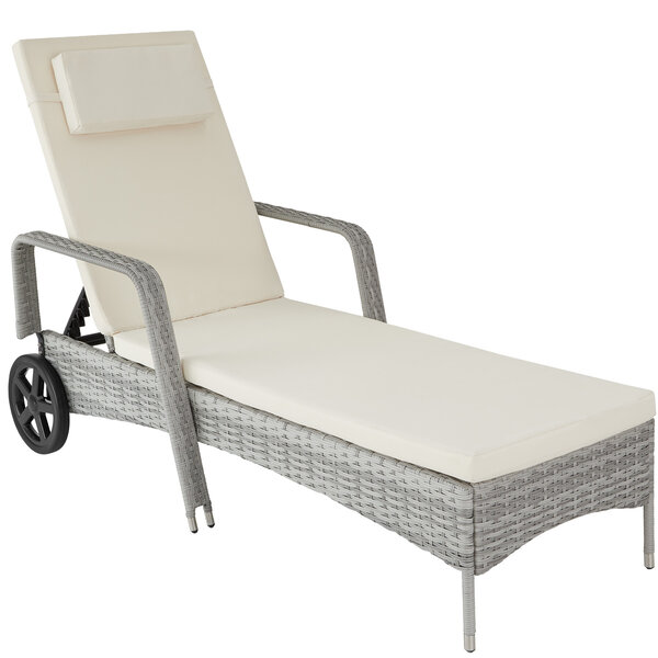 Tectake bain de soleil aluminium cassis 6 positions avec roulettes - gris clair