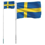 vidaXL Drapeau de la Suède et mât 5 55 m Aluminium