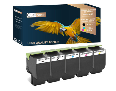 Qualitoner x4 toners 802hk + 802hc + 802hm + 802hy (noir + cyan + magenta + jaune) compatible pour lexmark